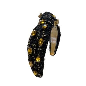 208. NEW The Glam & Gold Black Tweed Rhinestone Headband